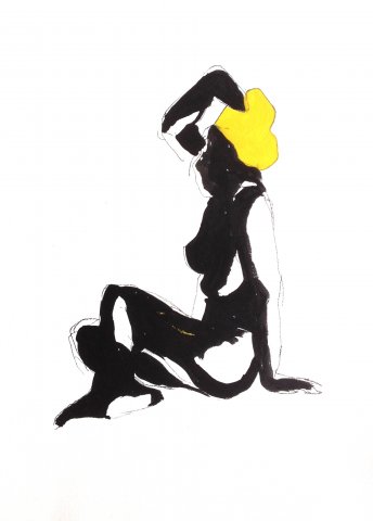 posture 1, encre et acrylique sur papier, 30/40 cm