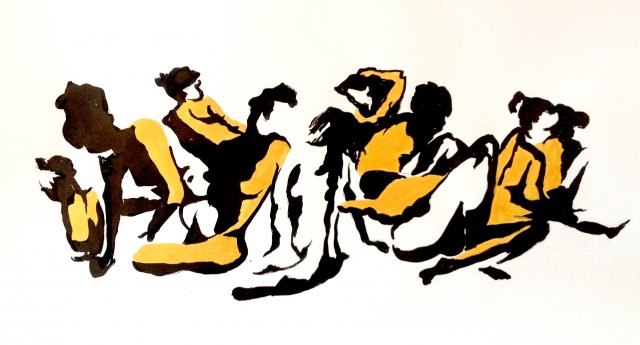 postures 26, encre et acrylique sur papier, 110 x 60 cm